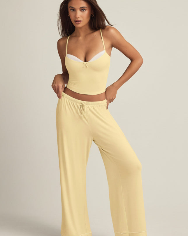 Pastel Yellow Modal Mid-Rise Pyjama Trousers