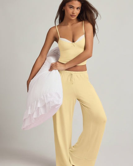 Pastel Yellow Modal Mid-Rise Pyjama Trousers