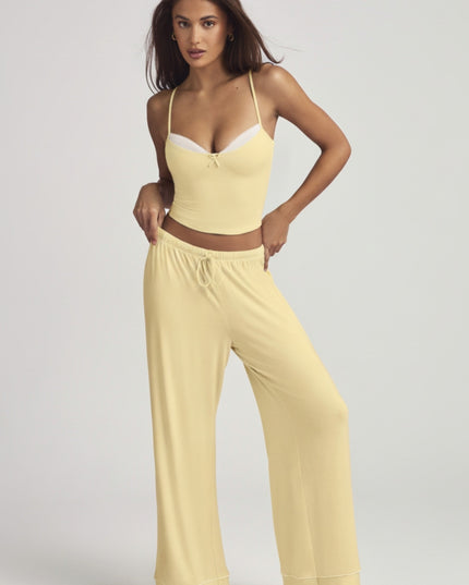 Pastel Yellow Modal Mid-Rise Pyjama Trousers