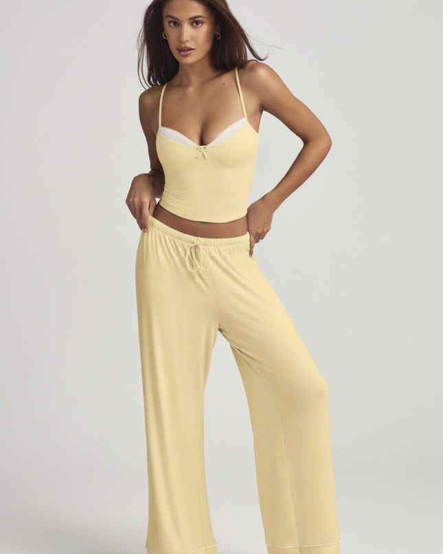 Pastel Yellow Modal Mid-Rise Pyjama Trousers