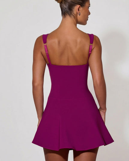 Plum Bow-Detail A-Line Mini Dress