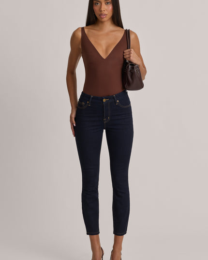 Dark Wash High-Rise Cropped Skinny Jeans
