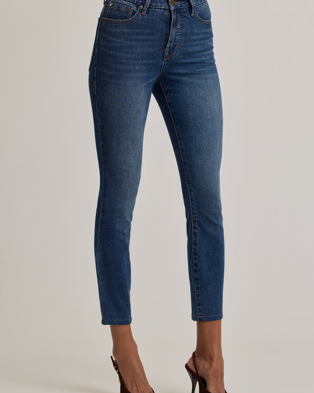 Mid Wash High-Rise Cropped Skinny Jeans