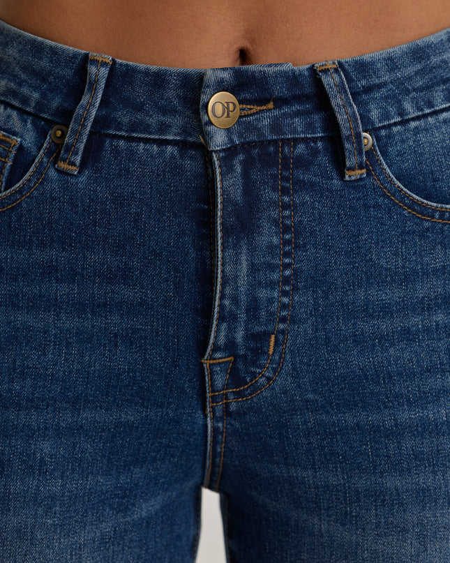Mid Wash High-Rise Cropped Skinny Jeans