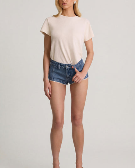 Mid-Blue Low-Rise Hot Pants