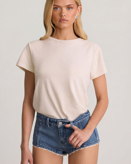 Mid-Blue Low-Rise Hot Pants