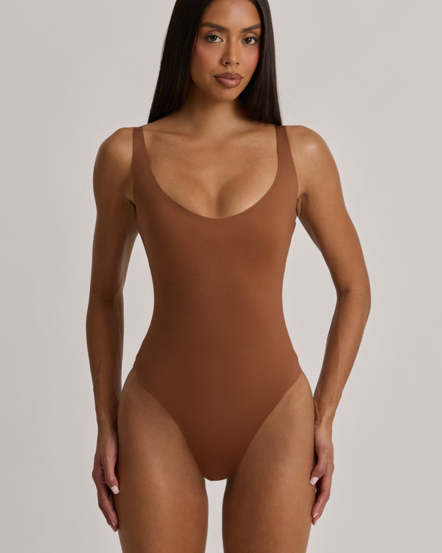 Almond Scoop-Neck Cheeky Bodysuit