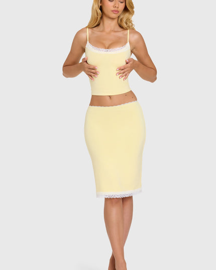 Butter Modal Lace-Trim Midi Skirt