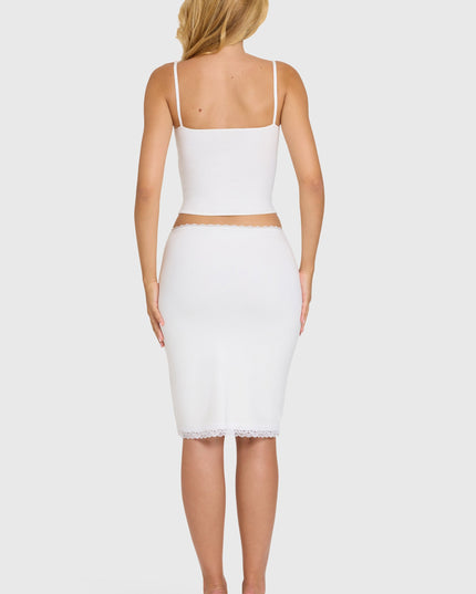 Coconut Modal Lace-Trim Midi Skirt