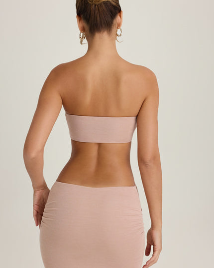 Warm Peach Bandeau Cut-Out Mini Dress