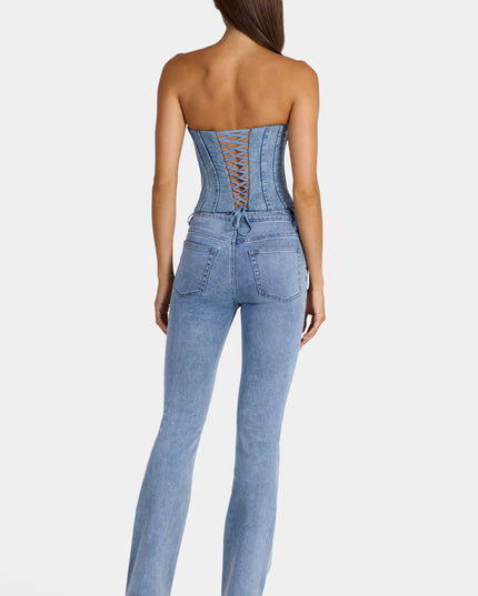 Mid-Blue Low-Rise Flared Jeans