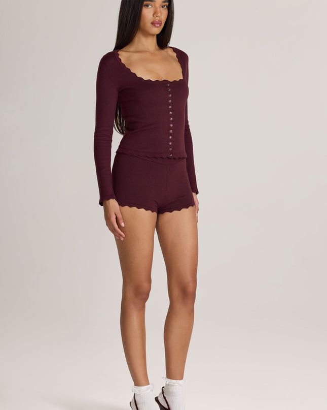 Cocoa Brown Knit Mid-Rise Mini Shorts