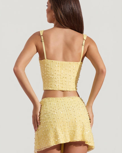 Limoncello Embellished Square-Neck Crop Top