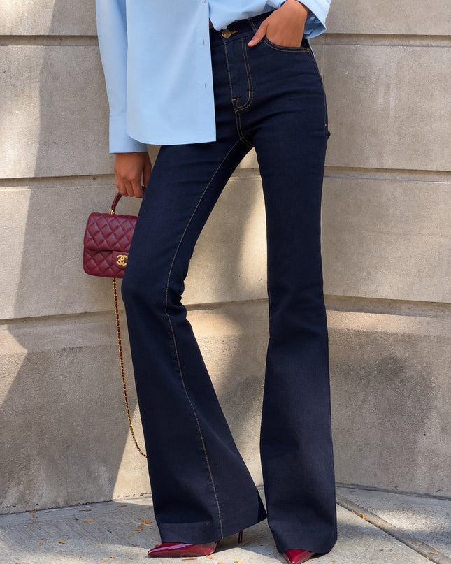 Dark Wash High-Rise Flared Jeans