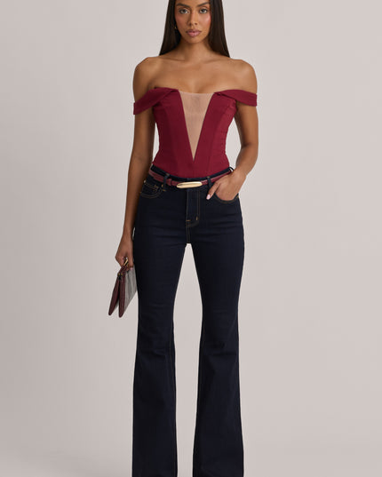 Dark Wash High-Rise Flared Jeans