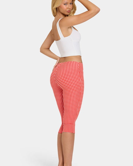 Red Gingham Modal Capri Leggings