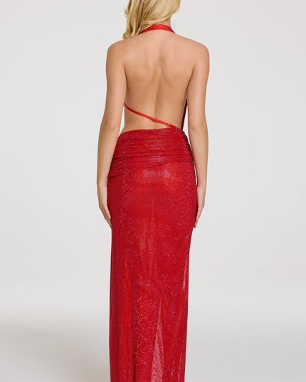 Red Embellished Maxi Dress