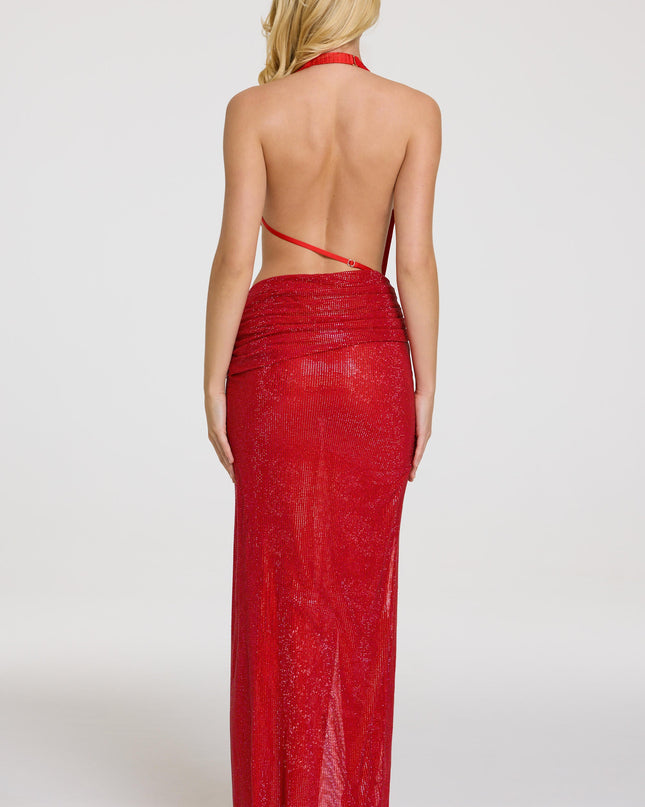 Red Embellished Maxi Dress
