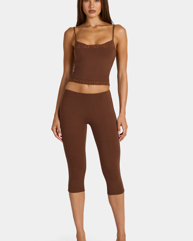 Cocoa Brown Modal Capri Leggings