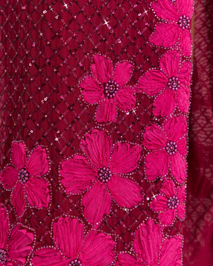 Cranberry Embellished Square-Neck Maxi Dress