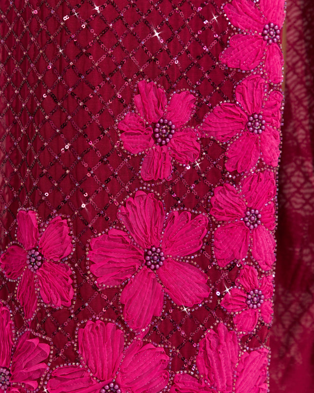 Cranberry Embellished Square-Neck Maxi Dress