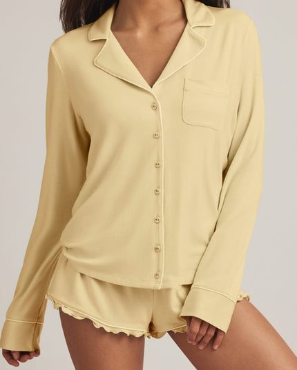 Pastel Yellow Modal Long-Sleeve Pyjama Top