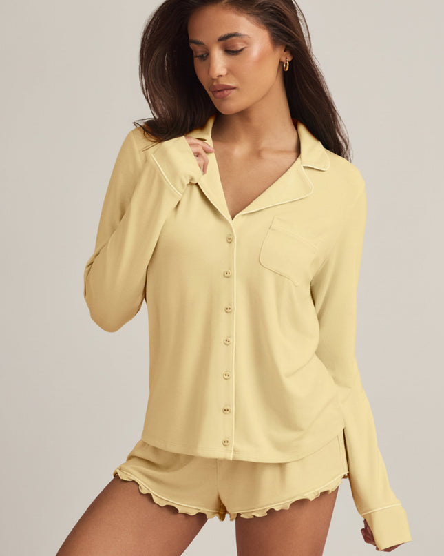 Pastel Yellow Modal Long-Sleeve Pyjama Top