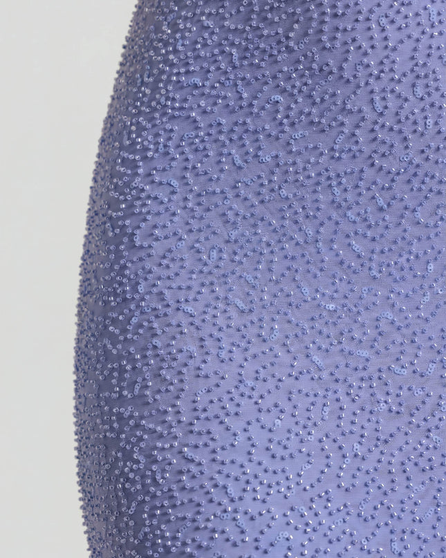 Lavender Blue Embellished Cowl Neck Maxi Dress