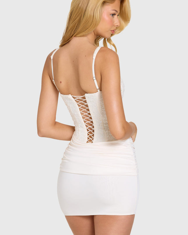 Ivory Embellished Corset Mini Dress