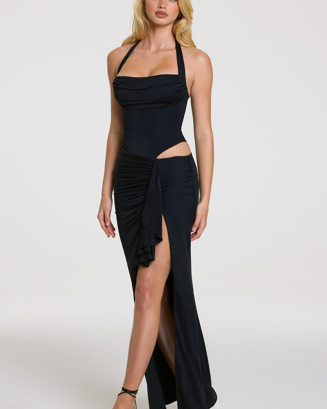 Black Halterneck Maxi Dress