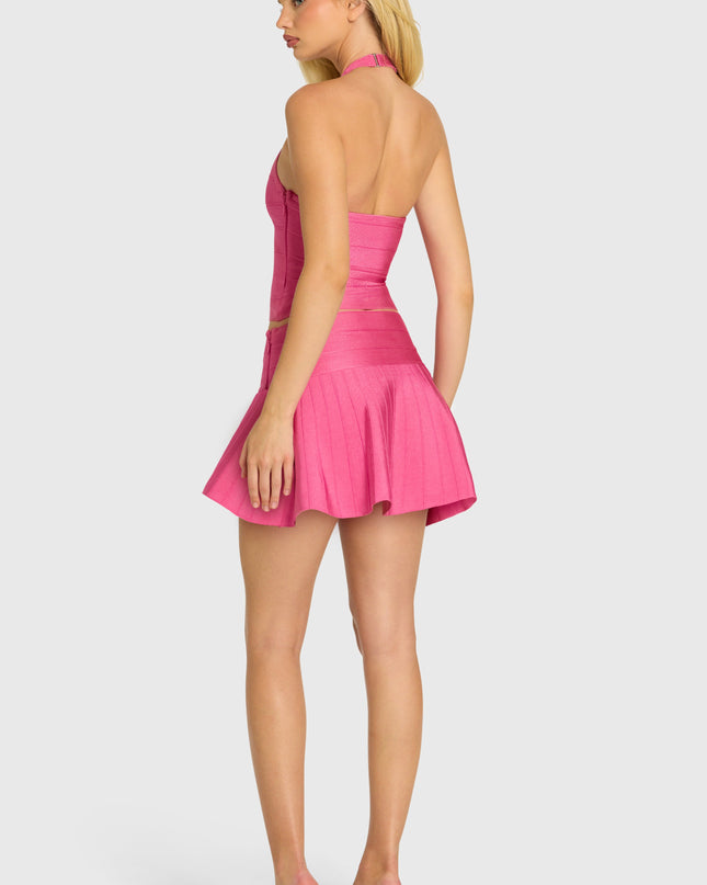 Raspberry Bandage Low-Rise Mini Skirt