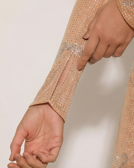 Almond Embellished Bow-Detail Top