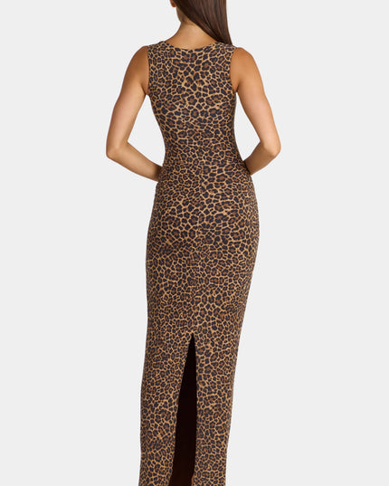 Leopard Modal Square-Neck Maxi Dress