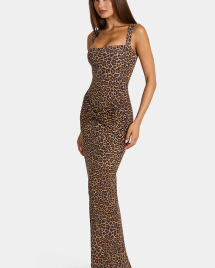 Leopard Modal Square-Neck Maxi Dress