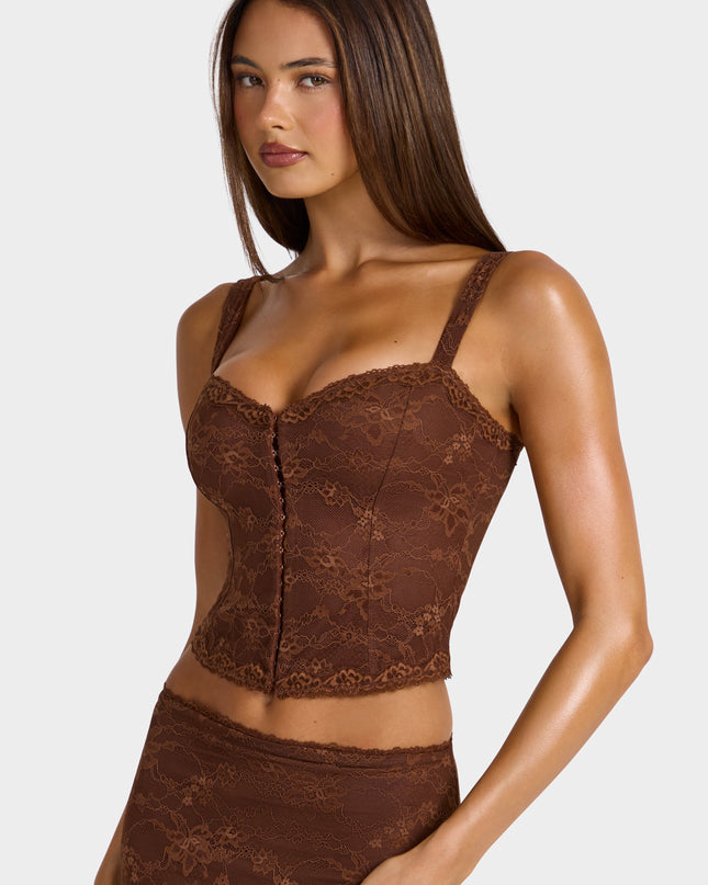 Cocoa Brown Lace Cami Top