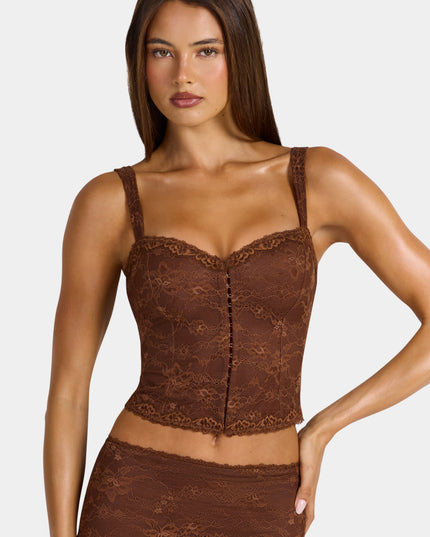 Cocoa Brown Lace Cami Top