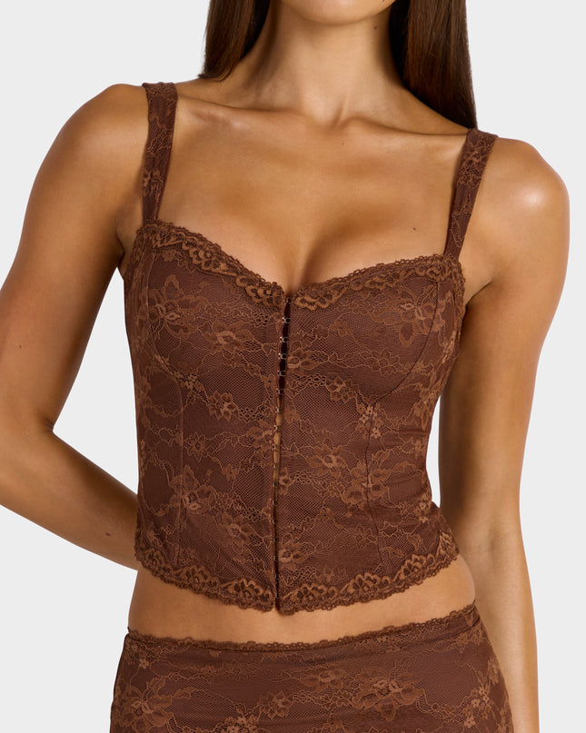 Cocoa Brown Lace Cami Top