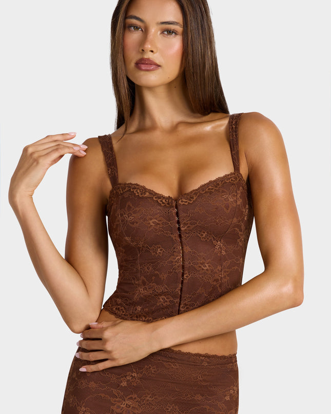 Cocoa Brown Lace Cami Top