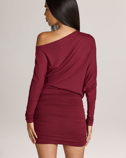 Wine Modal Off-Shoulder Mini Dress