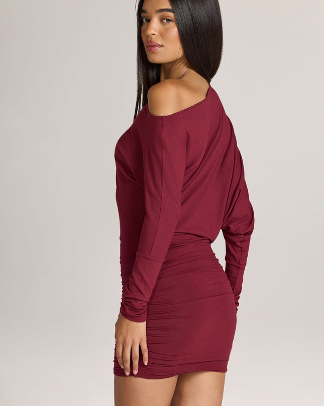 Wine Modal Off-Shoulder Mini Dress