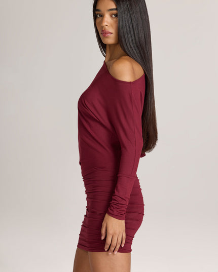 Wine Modal Off-Shoulder Mini Dress