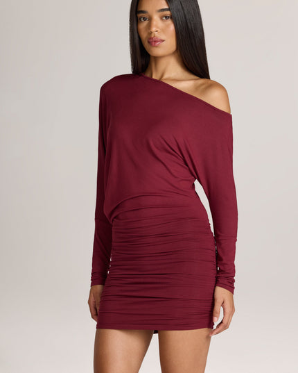 Wine Modal Off-Shoulder Mini Dress