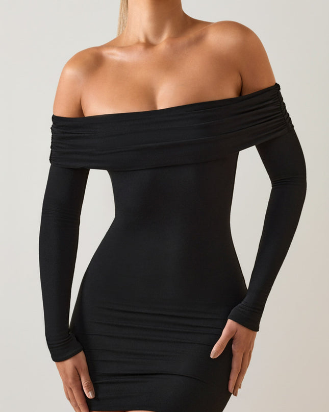 Black Modal Off-Shoulder Mini Dress