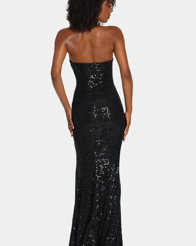 Black Embellished Halterneck Gown