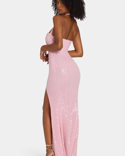 Lavender Pink Embellished Halterneck Gown