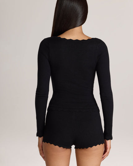 Black Knit Long-Sleeve Cardigan