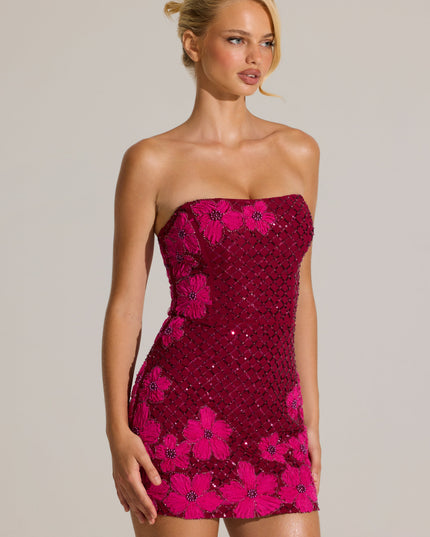 Cranberry Embellished Bodycon Mini Dress