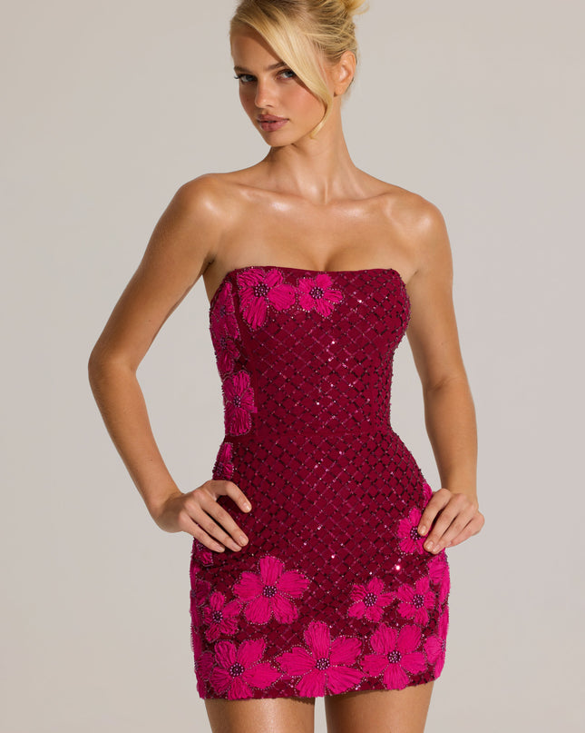 Cranberry Embellished Bodycon Mini Dress
