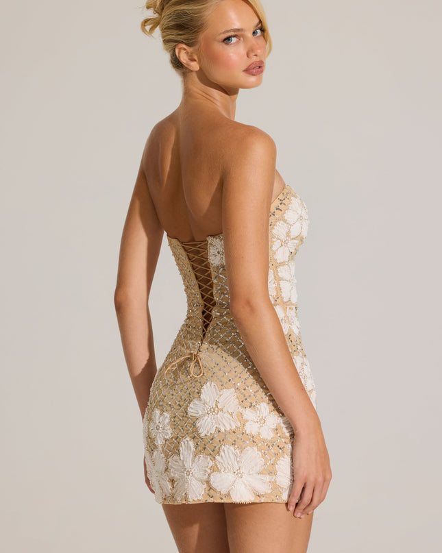 Gold Embellished Bodycon Mini Dress