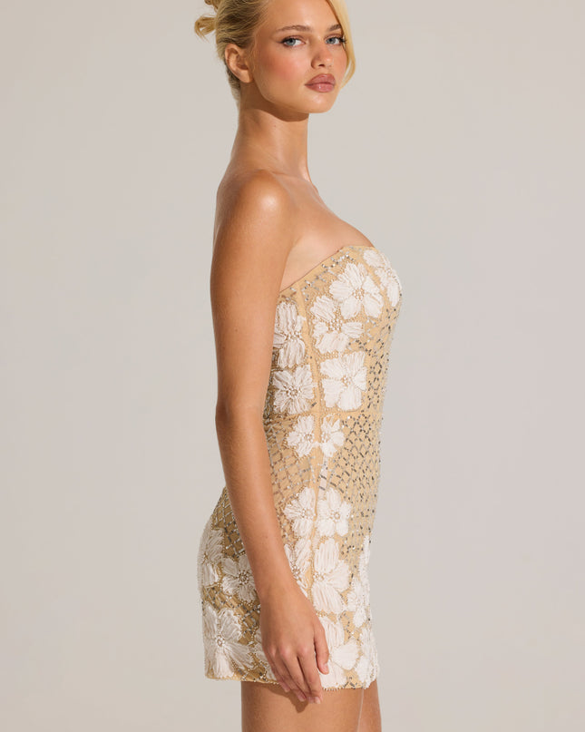 Gold Embellished Bodycon Mini Dress
